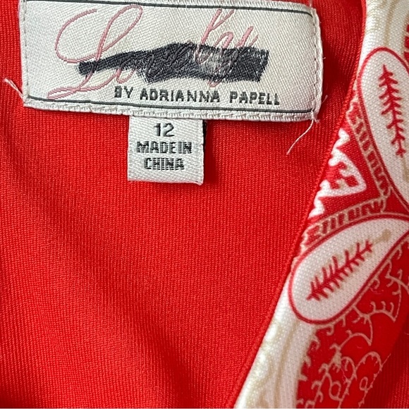 LOVELY BY ADRIANNA PAPELL Red & White Cocktail Dress Criss-Cross Straps, Size 12 - Picture 8 of 10